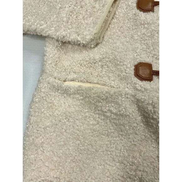 7 For All Mankind Womens Large Sherpa Teddy Shacket Oversized Cream Soft Preppy - Picture 7 of 13